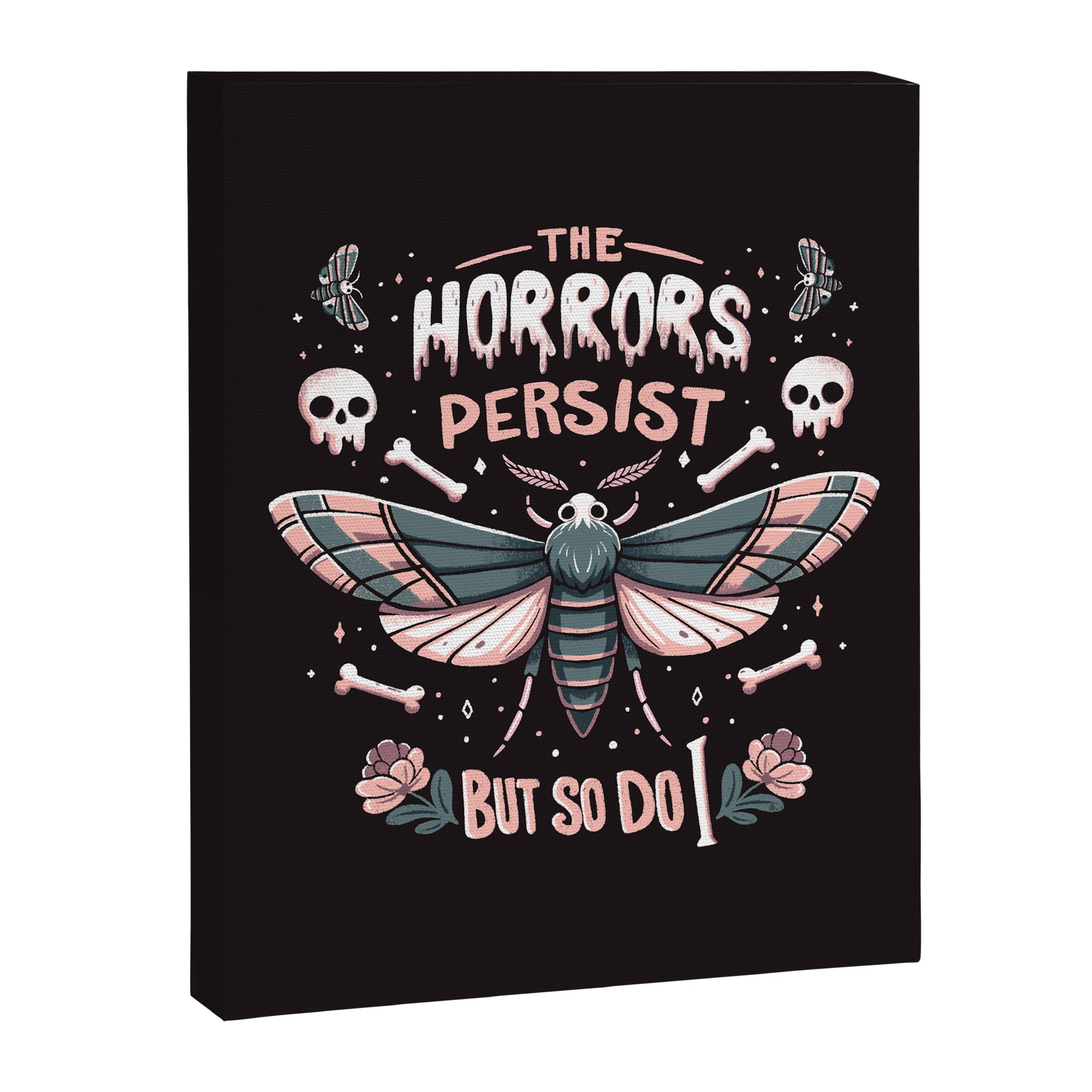 The horrors persist but so do I - gothic moth and skull design Canvas Print Gallery Image 3