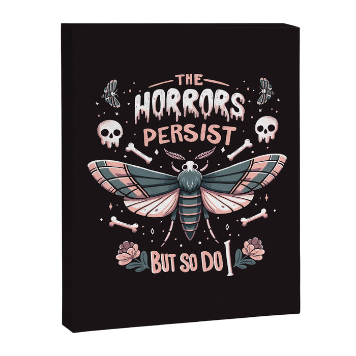 The horrors persist but so do I - gothic moth and skull design Canvas Print Gallery Image 1