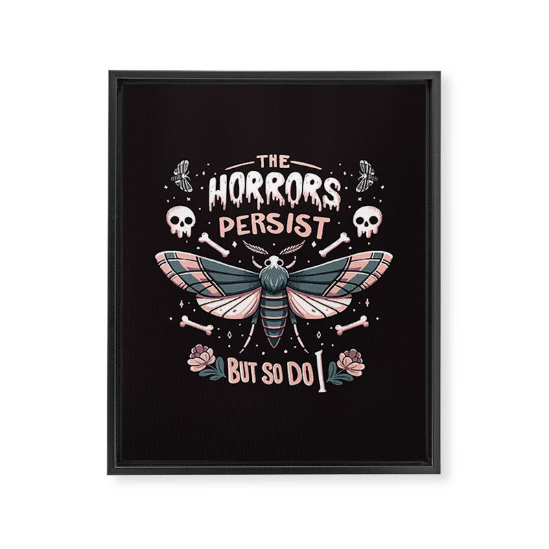 The horrors persist but so do I - gothic moth and skull design Framed Canvas Print Gallery Image 8