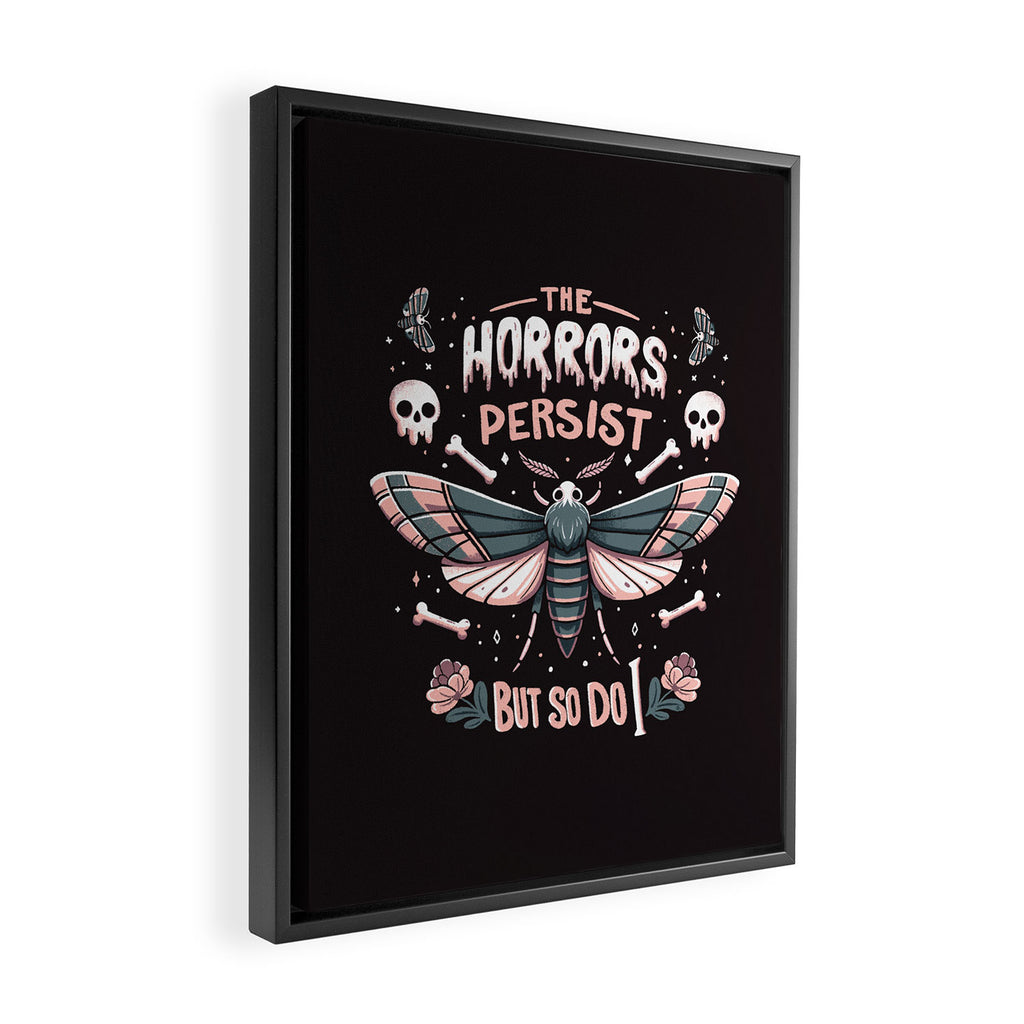 The horrors persist but so do I - gothic moth and skull design Framed Canvas Print Gallery Image 2