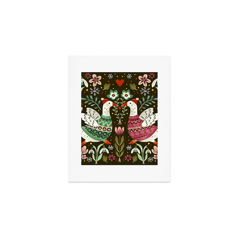 Winter geese in sweaters Art Print Gallery Image 1