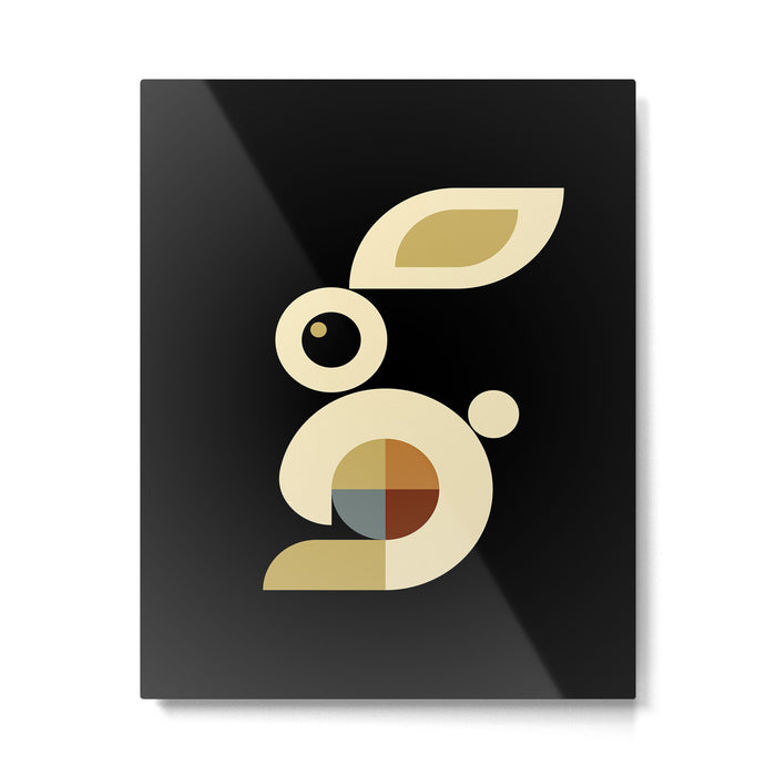 white rabbit modern Metal Print Gallery Image 1
