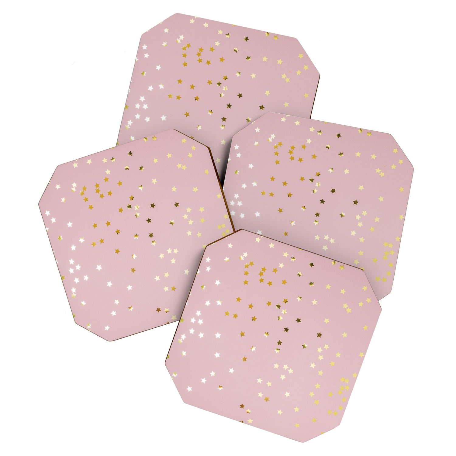Pink and Gold Stars Coaster Gallery Image 1
