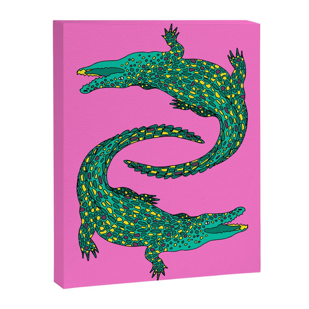 Crocodiles (Pink and Green) Canvas Print Gallery Image 6