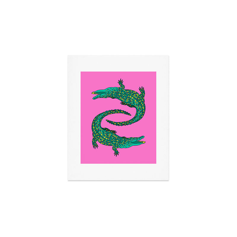 Crocodiles (Pink and Green) Art Print Gallery Image 1