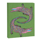Crocodiles (Textured Green and Pink) Canvas Print Gallery Image 6