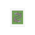 Crocodiles (Textured Green and Pink) Art Print Gallery Image 1