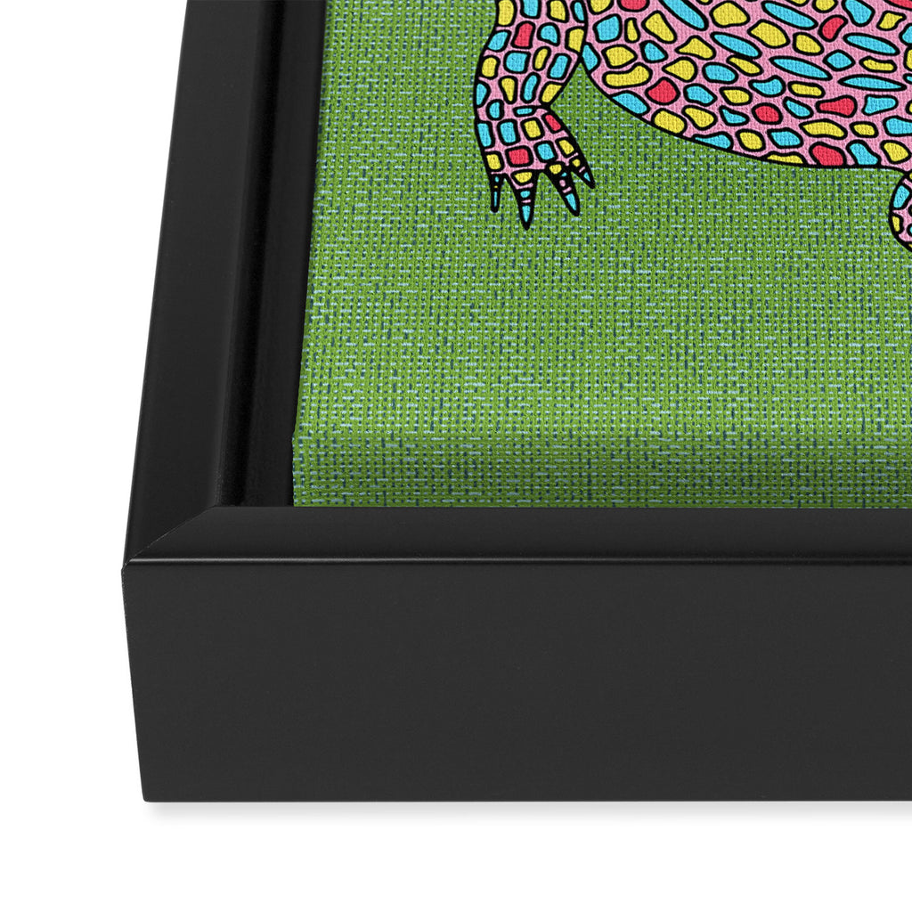 Crocodiles (Textured Green and Pink) Framed Canvas Print Gallery Image 3