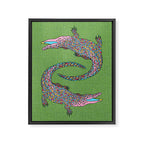 Crocodiles (Textured Green and Pink) Framed Canvas Print Gallery Image 6