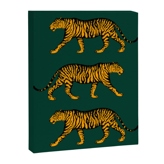 Tigers (Dark Green and Marigold) Canvas Print Gallery Image 1