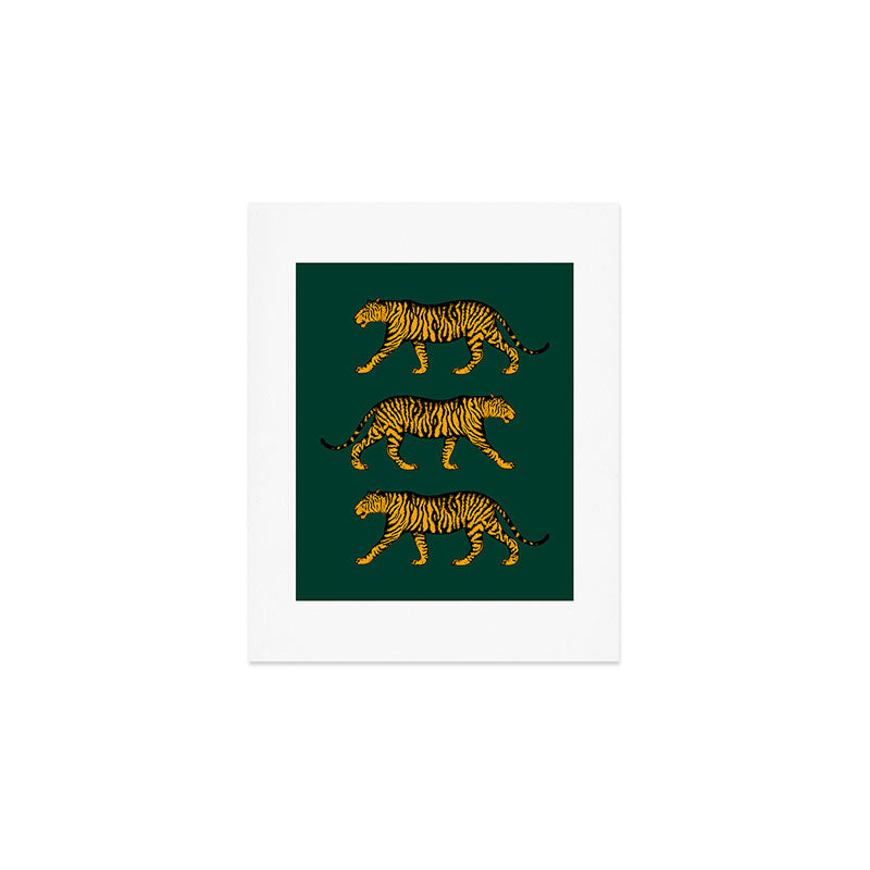 Tigers (Dark Green and Marigold) Art Print Gallery Image 1