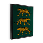 Tigers (Dark Green and Marigold) Framed Canvas Print Gallery Image 2