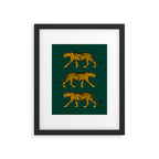 Tigers (Dark Green and Marigold) Framed Art Print Gallery Image 5