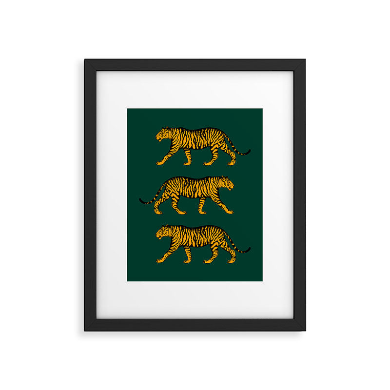 Tigers (Dark Green and Marigold) Framed Art Print Gallery Image 5