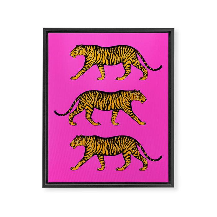 Tigers (Magenta and Marigold) Framed Canvas Print Gallery Image 1