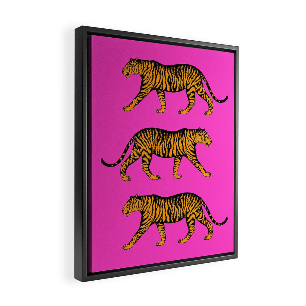 Tigers (Magenta and Marigold) Framed Canvas Print Gallery Image 2