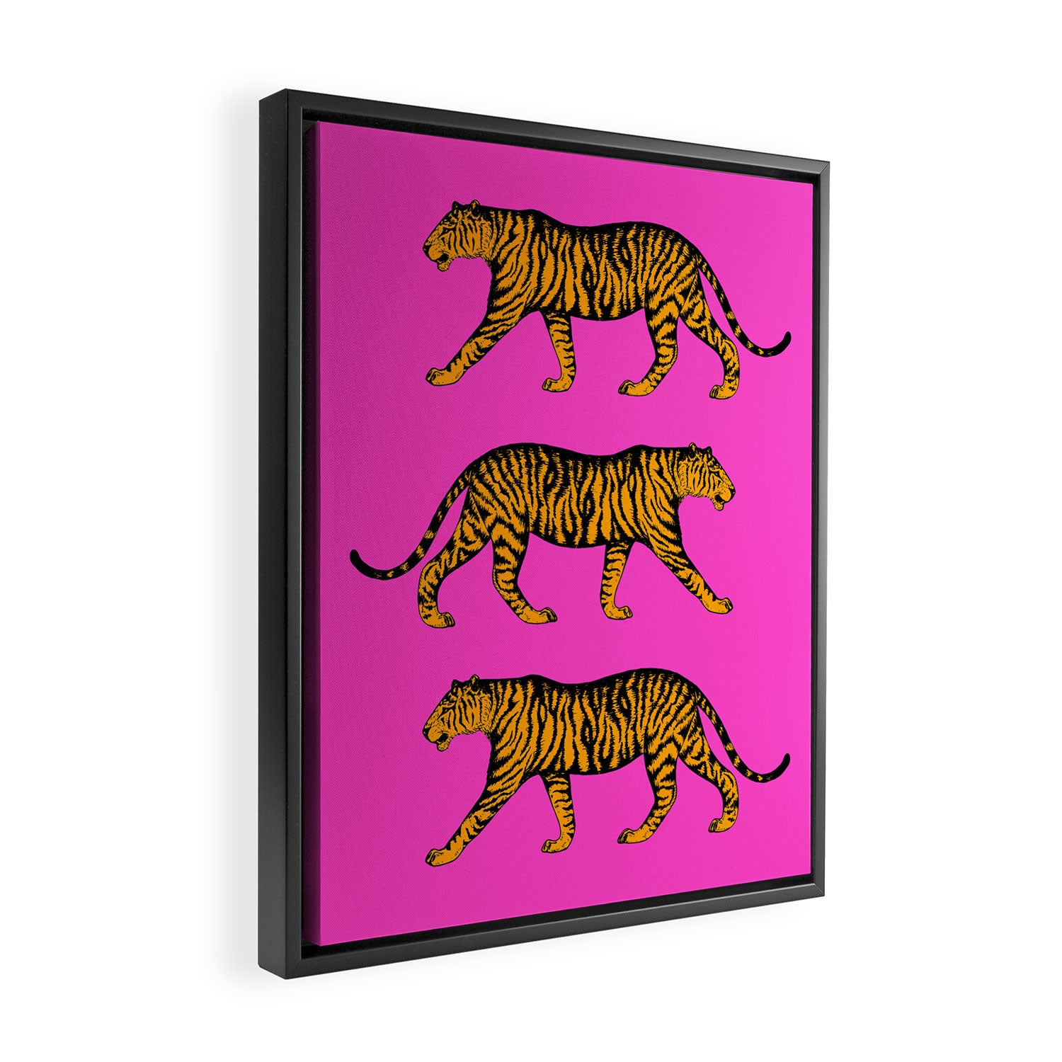 Tigers (Magenta and Marigold) Framed Canvas Print Gallery Image 2