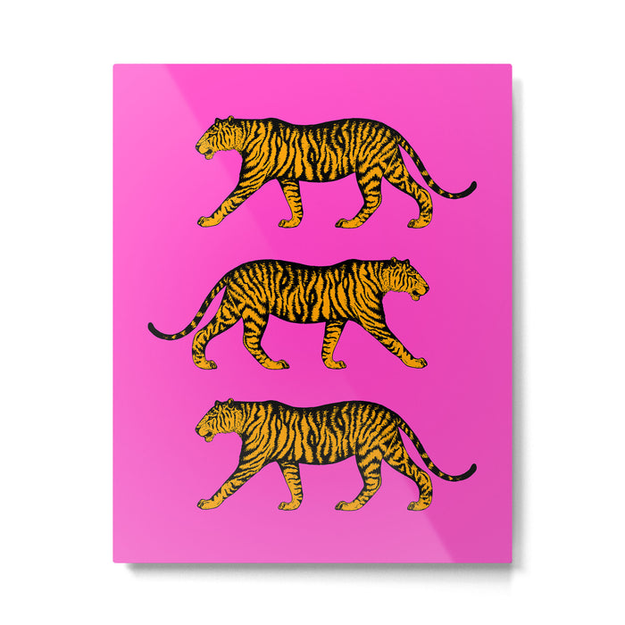 Tigers (Magenta and Marigold) Metal Print Gallery Image 1