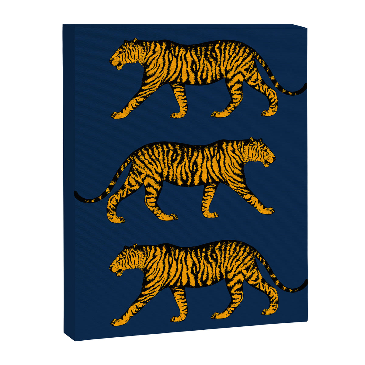 Tigers (Navy Blue and Marigold) Canvas Print Gallery Image 6
