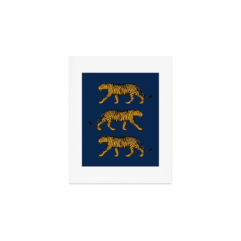 Tigers (Navy Blue and Marigold) Art Print Gallery Image 1