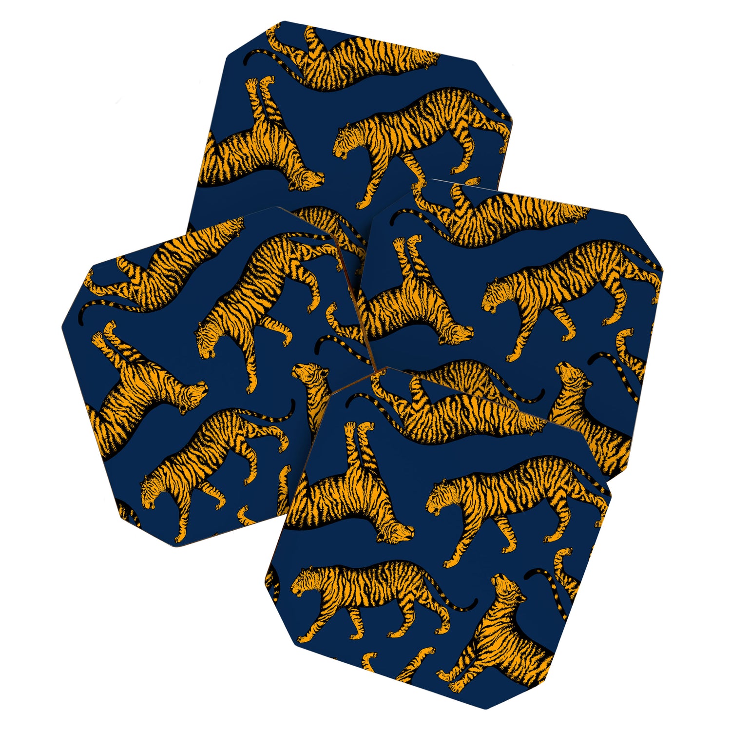Tigers (Navy Blue and Marigold) Coaster Gallery Image 1