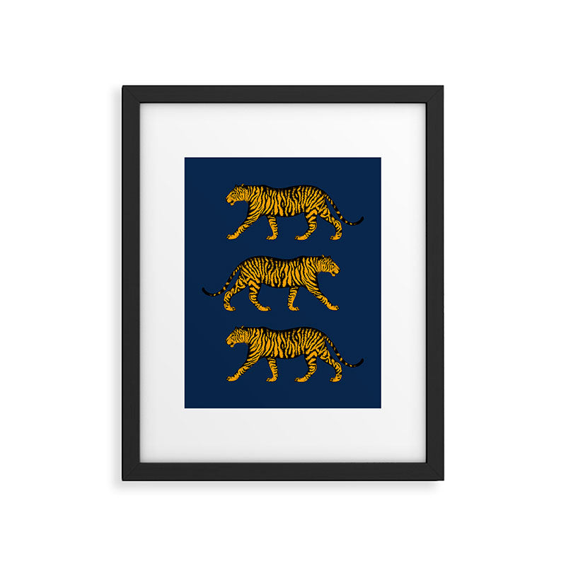 Tigers (Navy Blue and Marigold) Framed Art Print Gallery Image 5