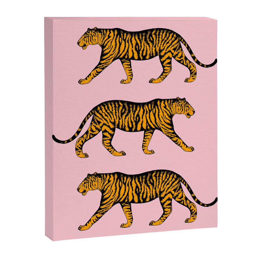 Tigers (Pink and Marigold) Canvas Print Gallery Image 6