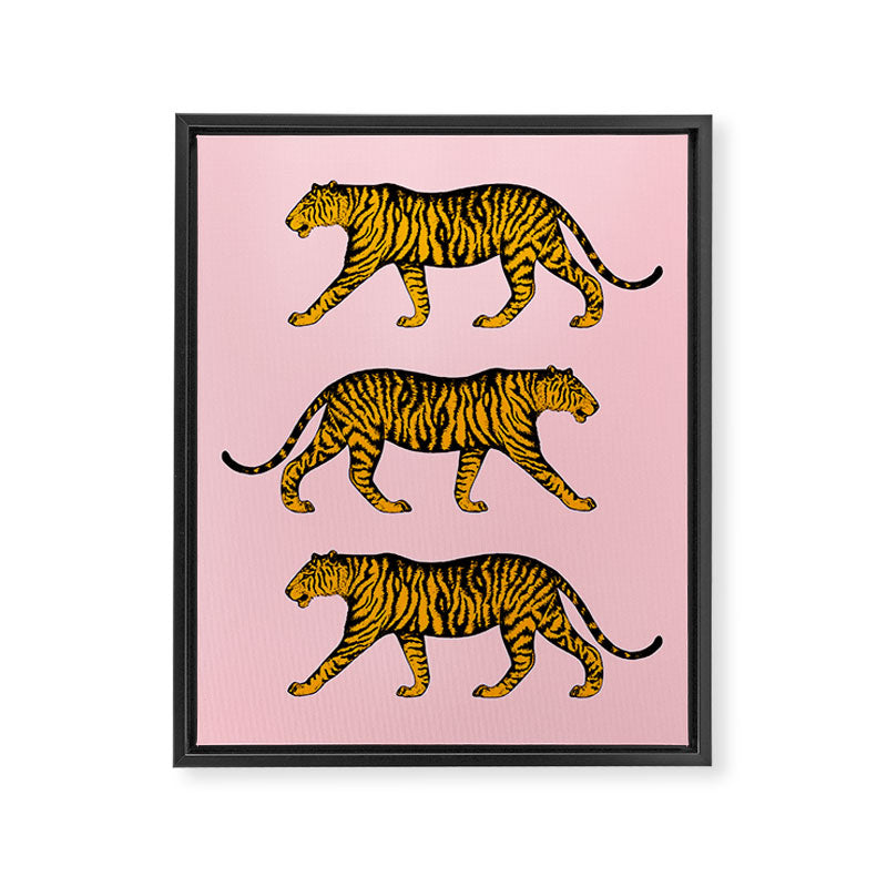 Tigers (Pink and Marigold) Framed Canvas Print Gallery Image 6