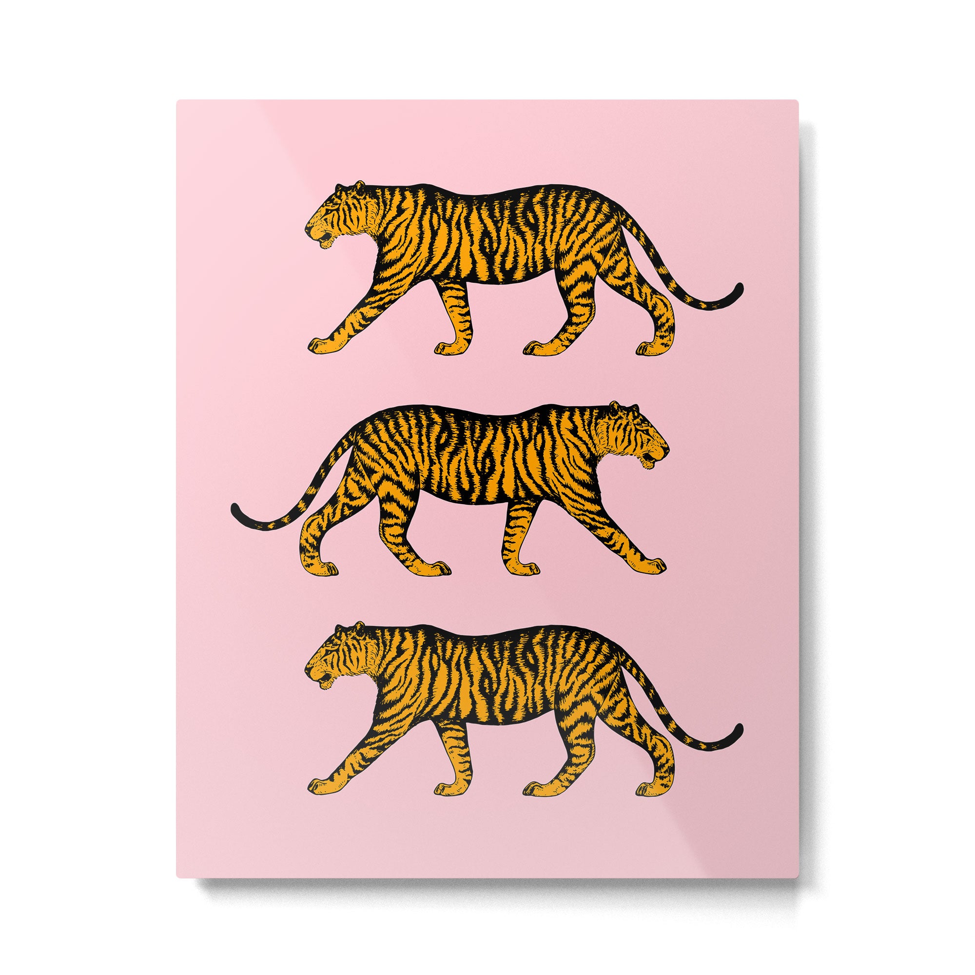 Tigers (Pink and Marigold) Metal Print Gallery Image 4