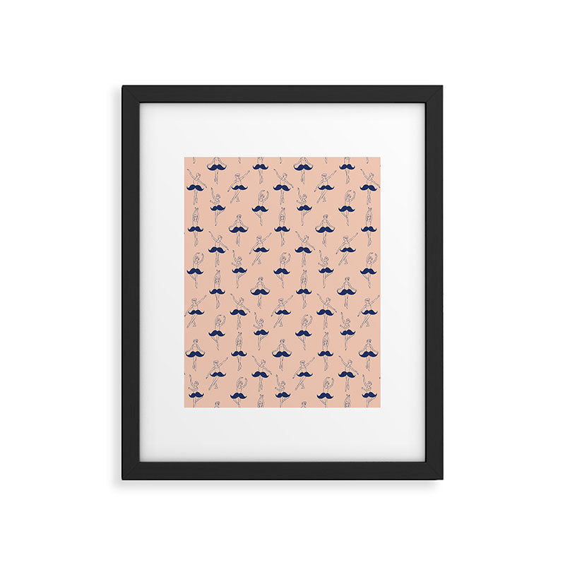Ballet of Mustache Pattern Framed Art Print Gallery Image 5