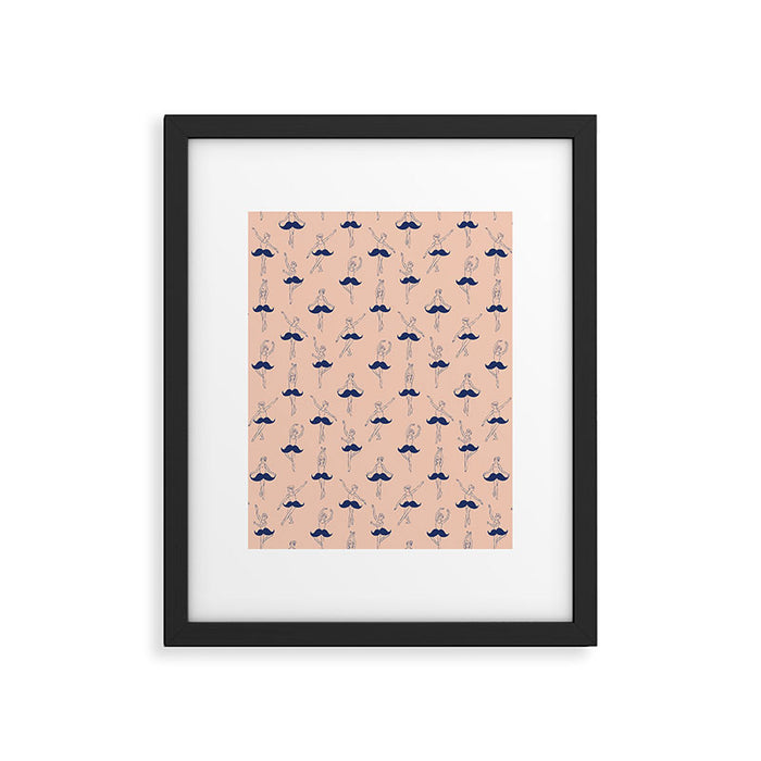 Ballet of Mustache Pattern Framed Art Print Gallery Image 1