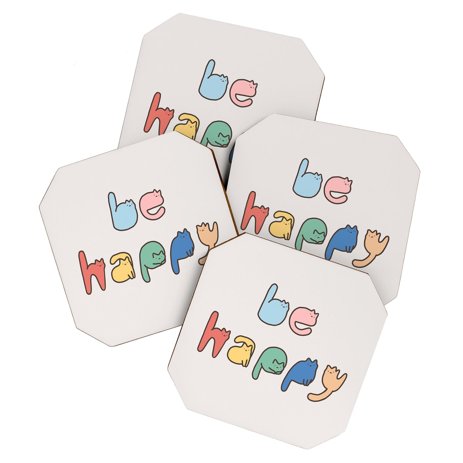 be happy cats typo Coaster Gallery Image 1
