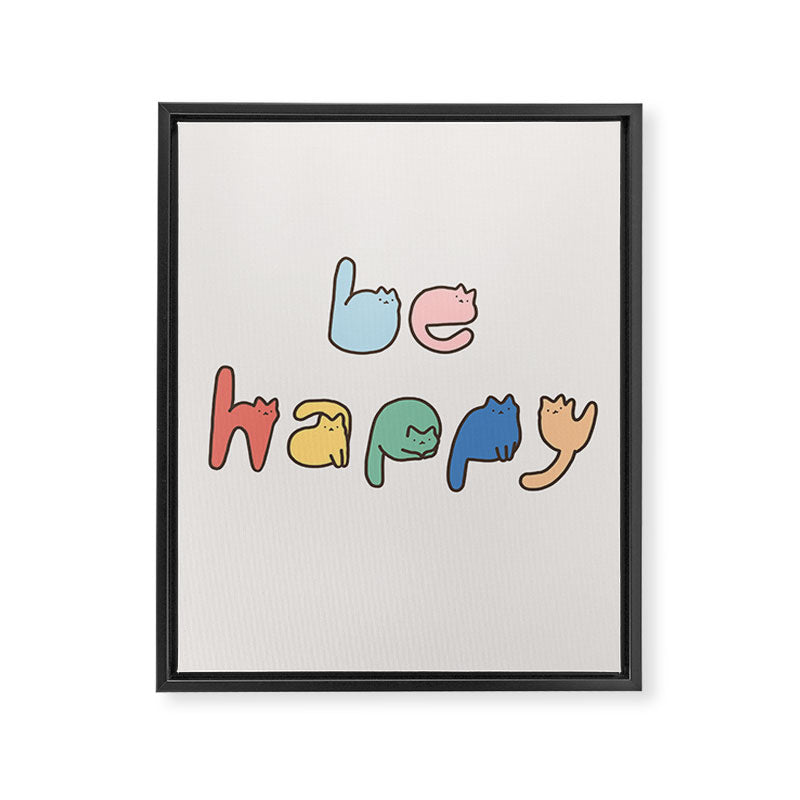 be happy cats typo Framed Canvas Print Gallery Image 8