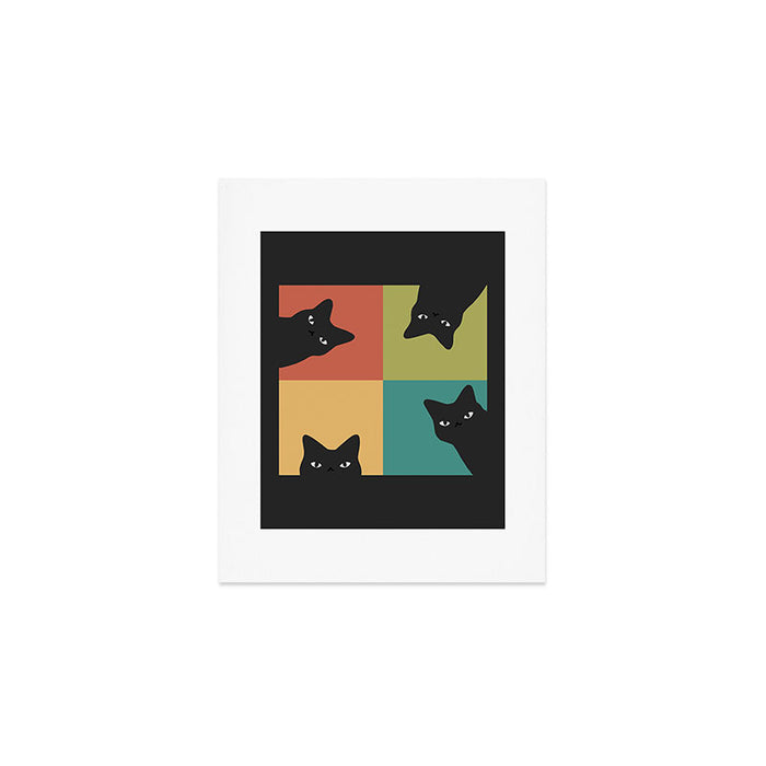 Black Cat Peeking 2x2 Art Print Gallery Image 1