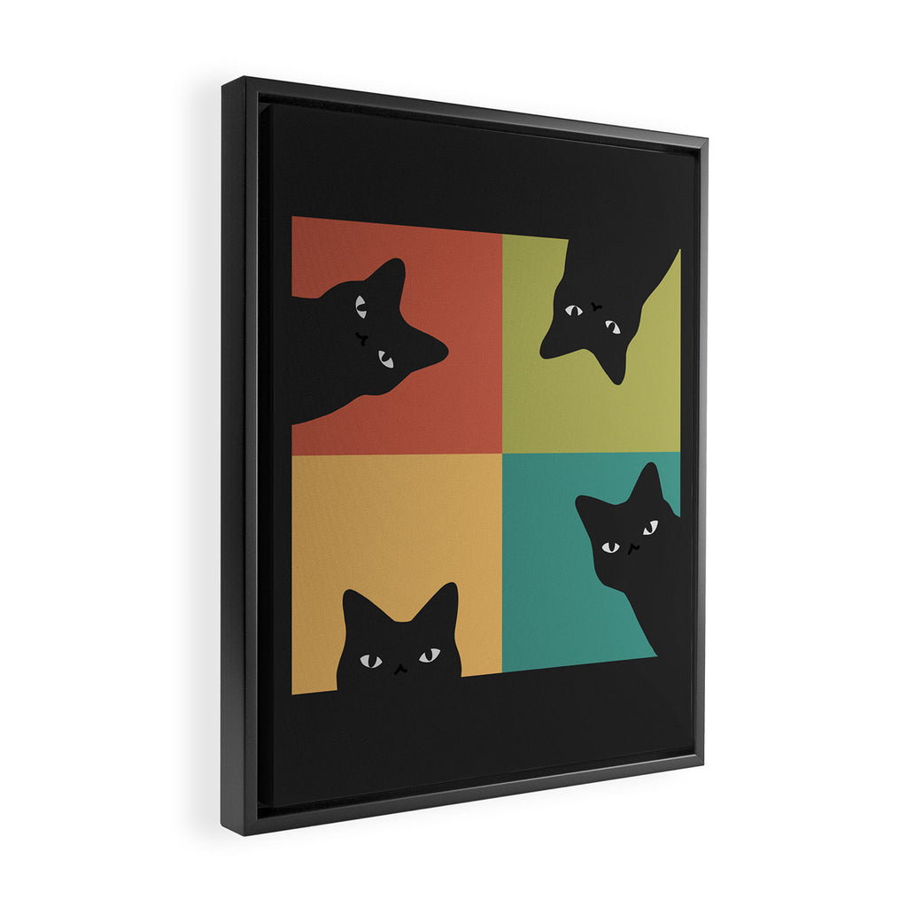 Black Cat Peeking 2x2 Framed Canvas Print Gallery Image 2