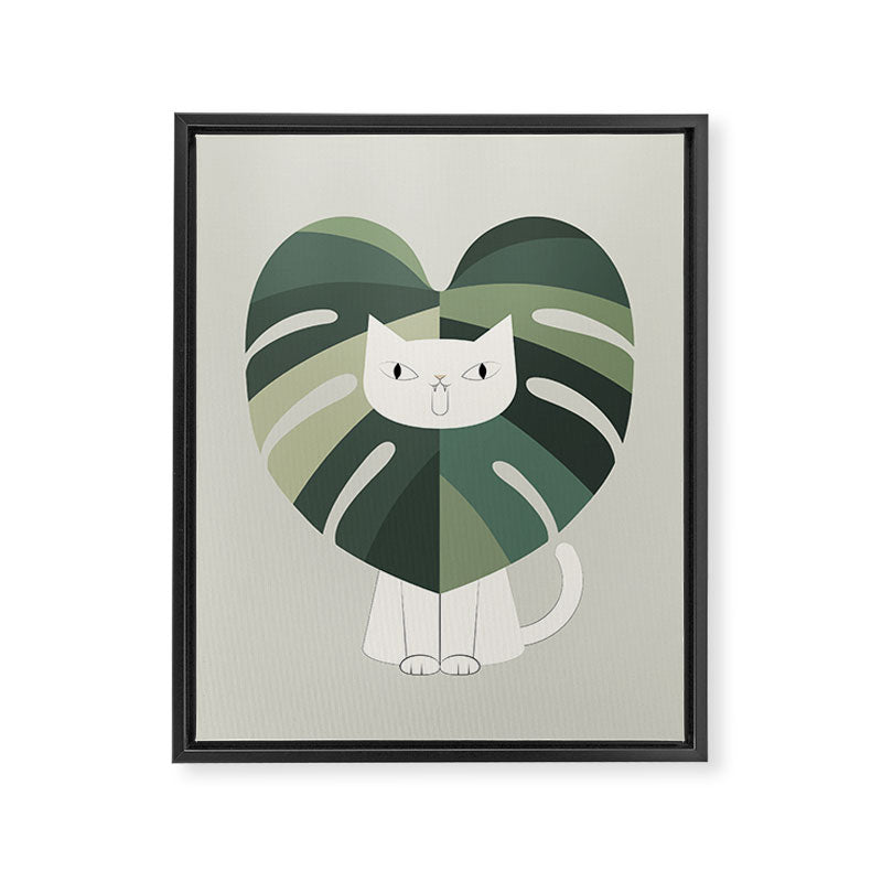 Cat an Plant 62: A Green Lion Framed Canvas Print Gallery Image 6