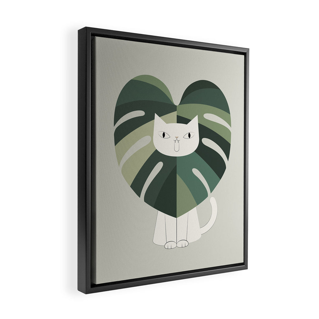 Cat an Plant 62: A Green Lion Framed Canvas Print Gallery Image 2