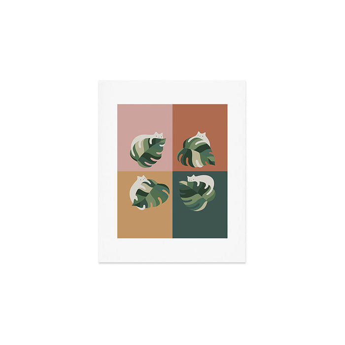 Cat and Leaf 2x2 Art Print Gallery Image 1