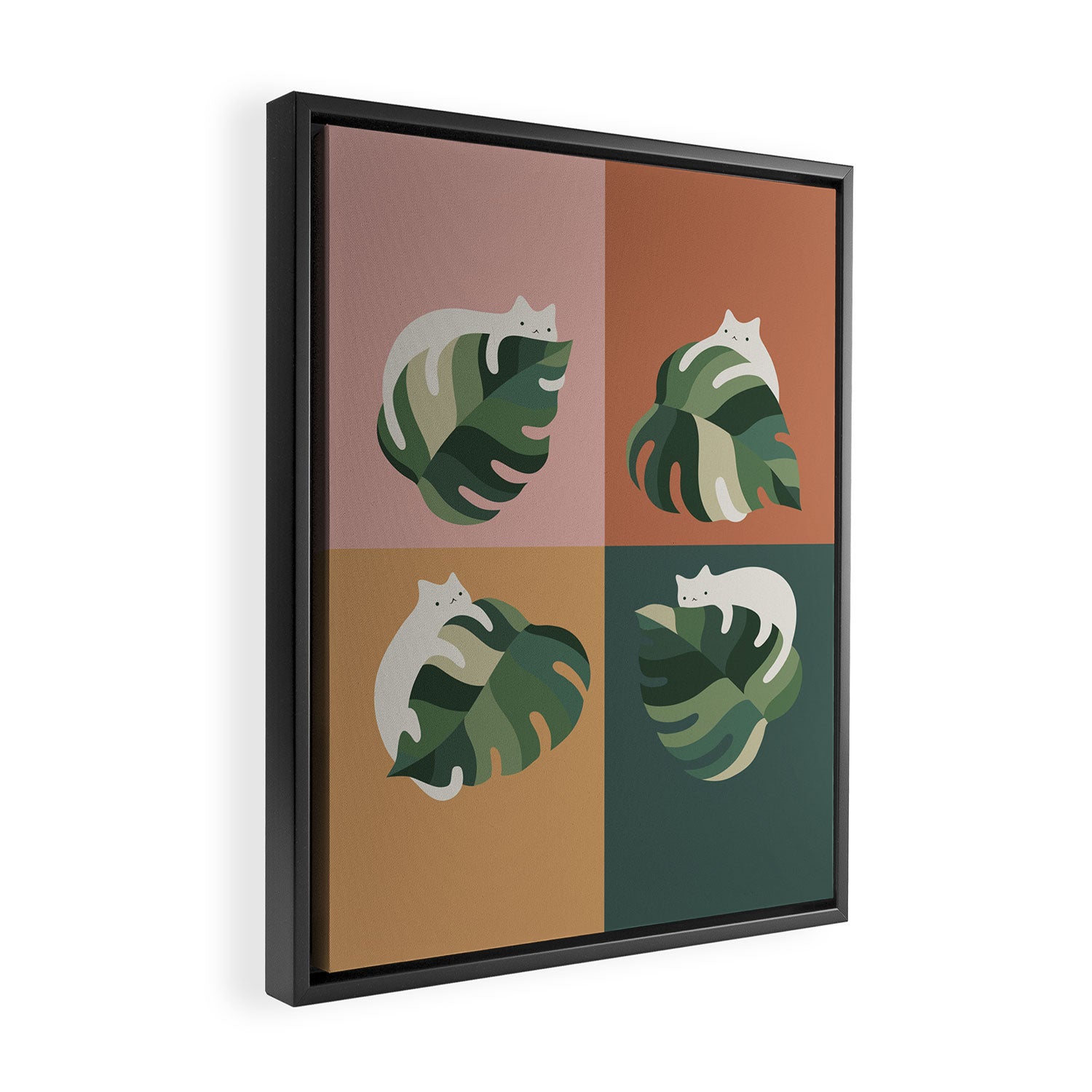 Cat and Leaf 2x2 Framed Canvas Print Gallery Image 2