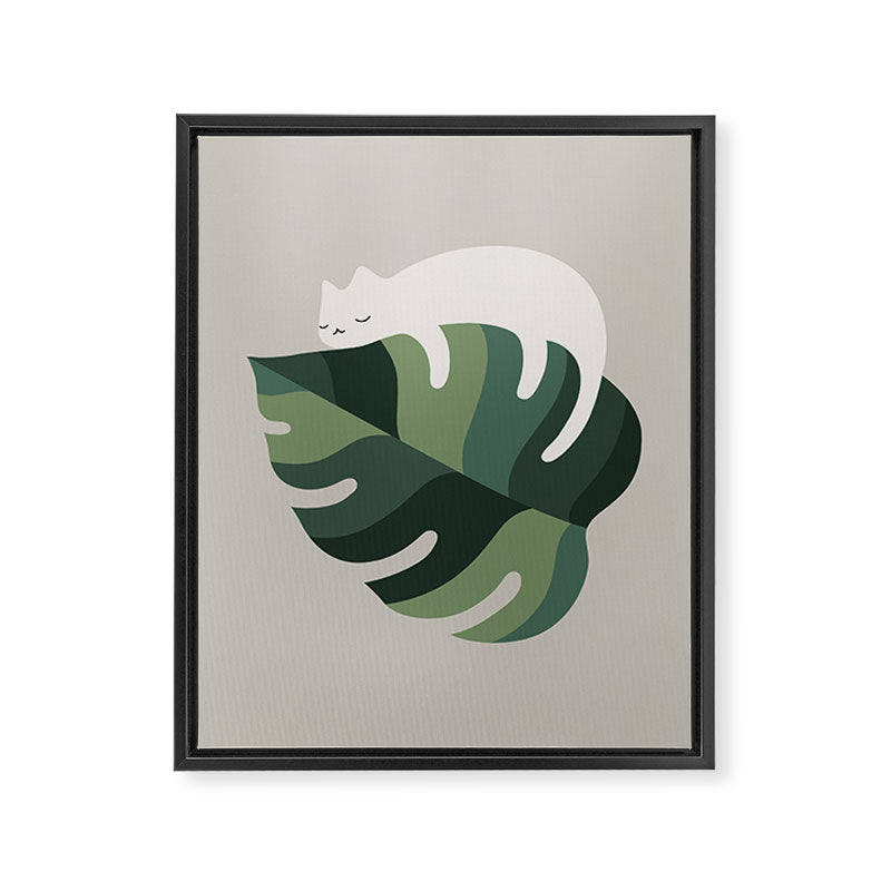 Cat and Plant 10 Framed Canvas Print Gallery Image 6