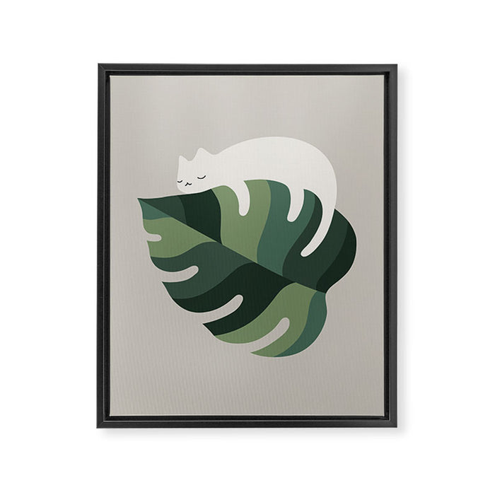 Cat and Plant 10 Framed Canvas Print Gallery Image 1