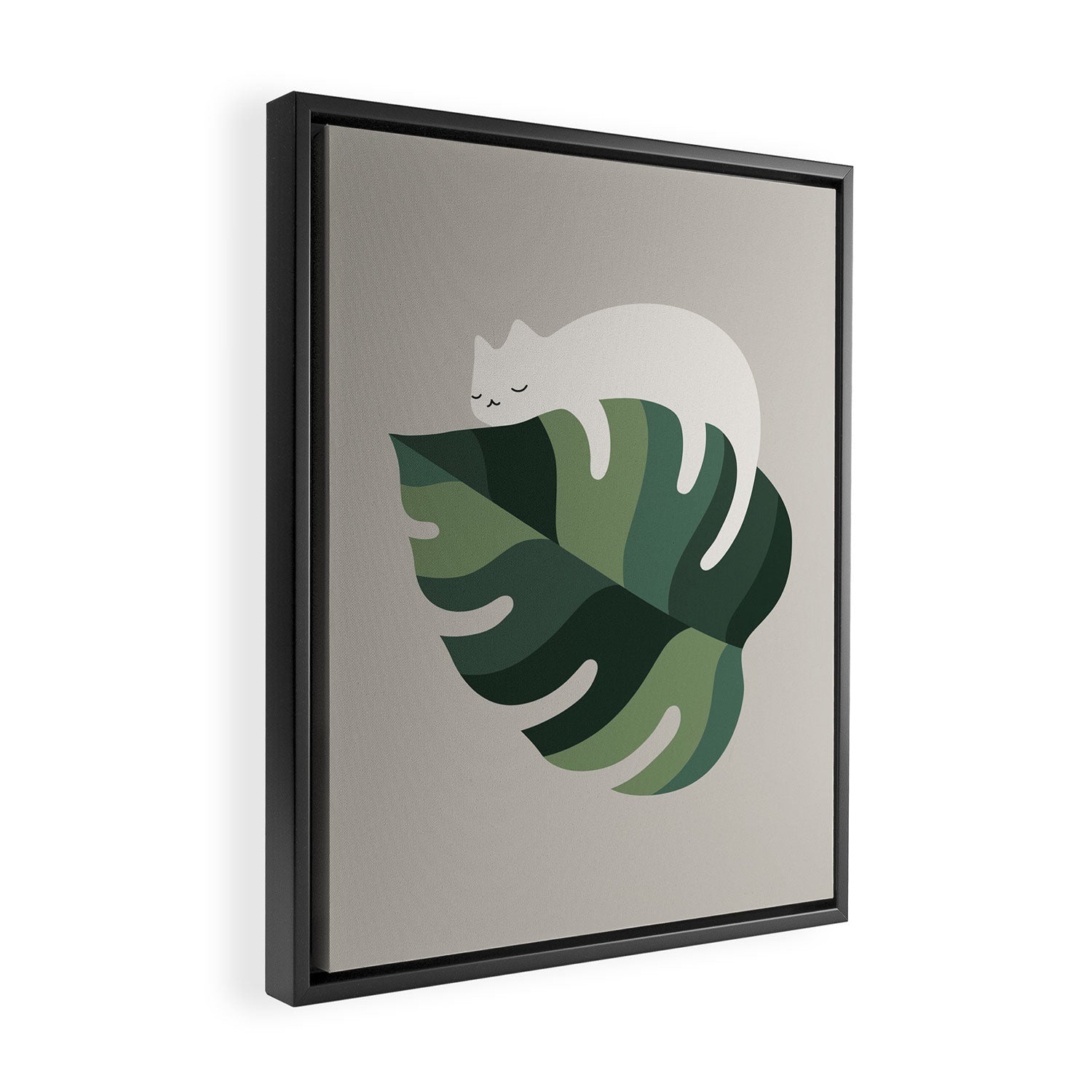 Cat and Plant 10 Framed Canvas Print Gallery Image 2