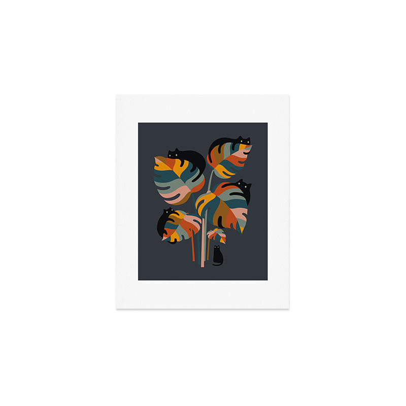 Cat and Plant 11 (Black Cats) Art Print Gallery Image 1