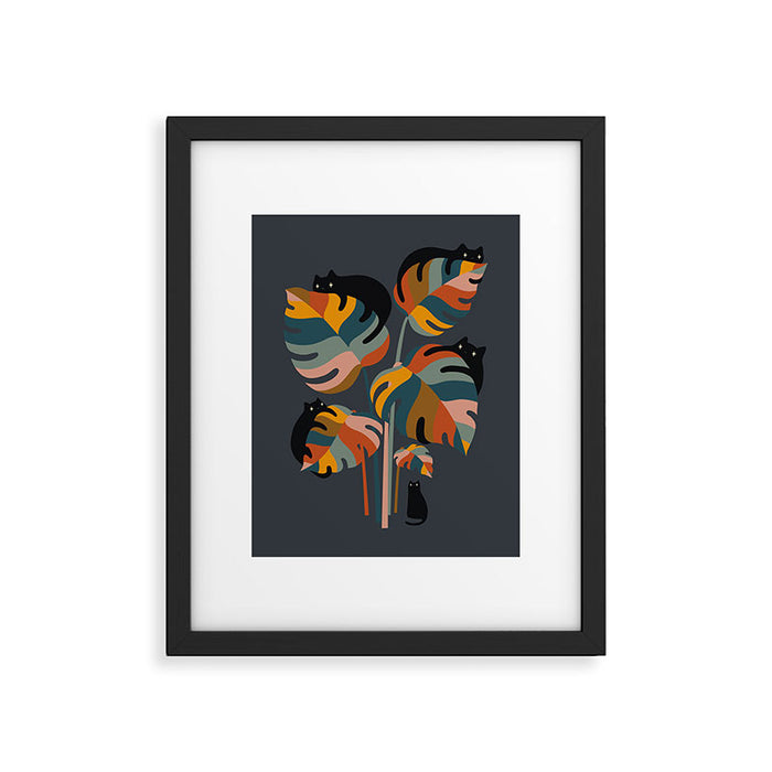 Cat and Plant 11 (Black Cats) Framed Art Print Gallery Image 1