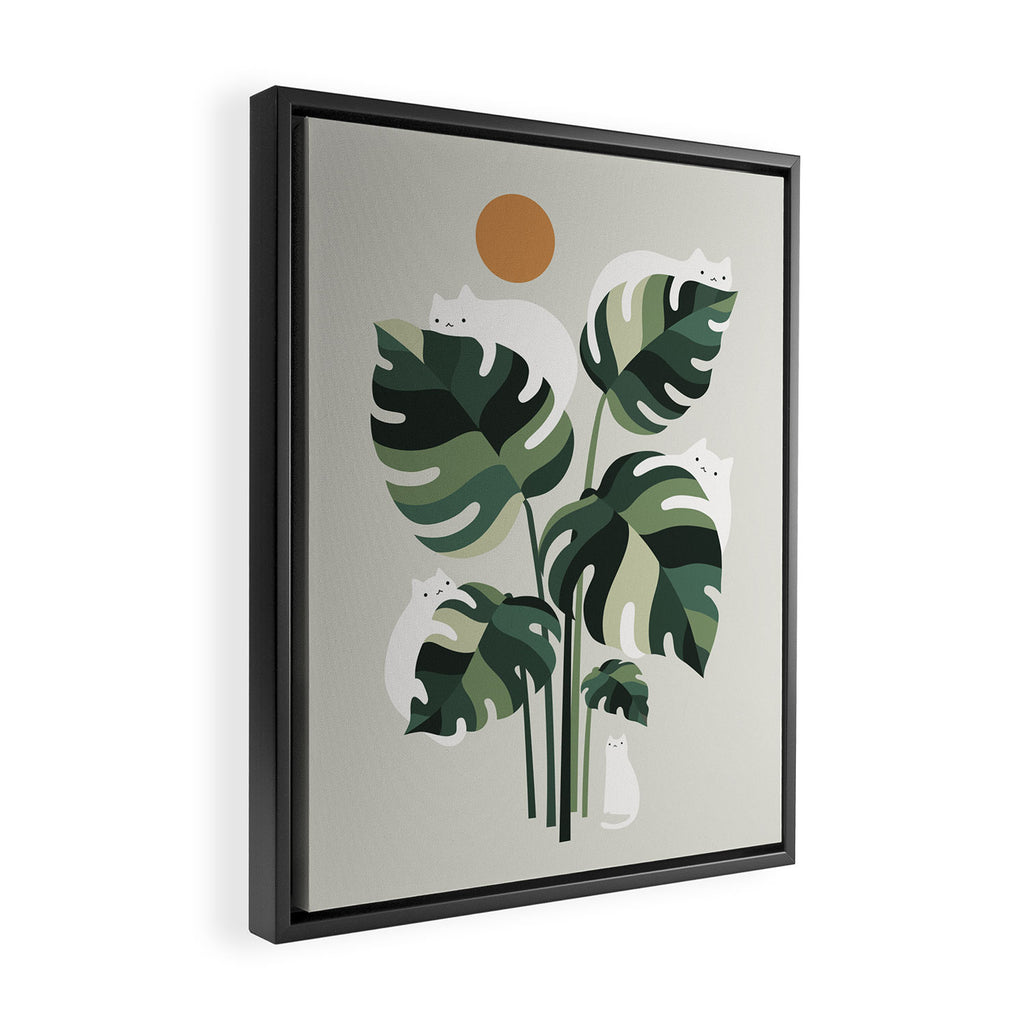 Cat and Plant 11 Framed Canvas Print Gallery Image 2