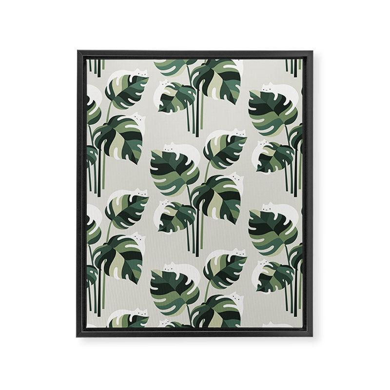Cat and Plant 11 Pattern Framed Canvas Print Gallery Image 8
