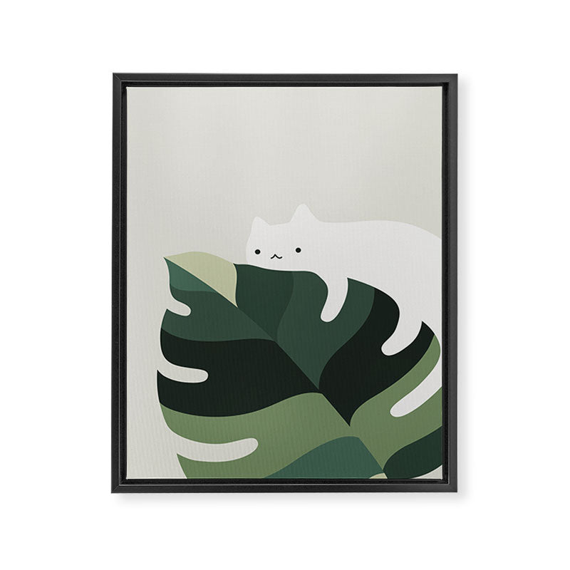 Cat and Plant 12A Framed Canvas Print Gallery Image 6