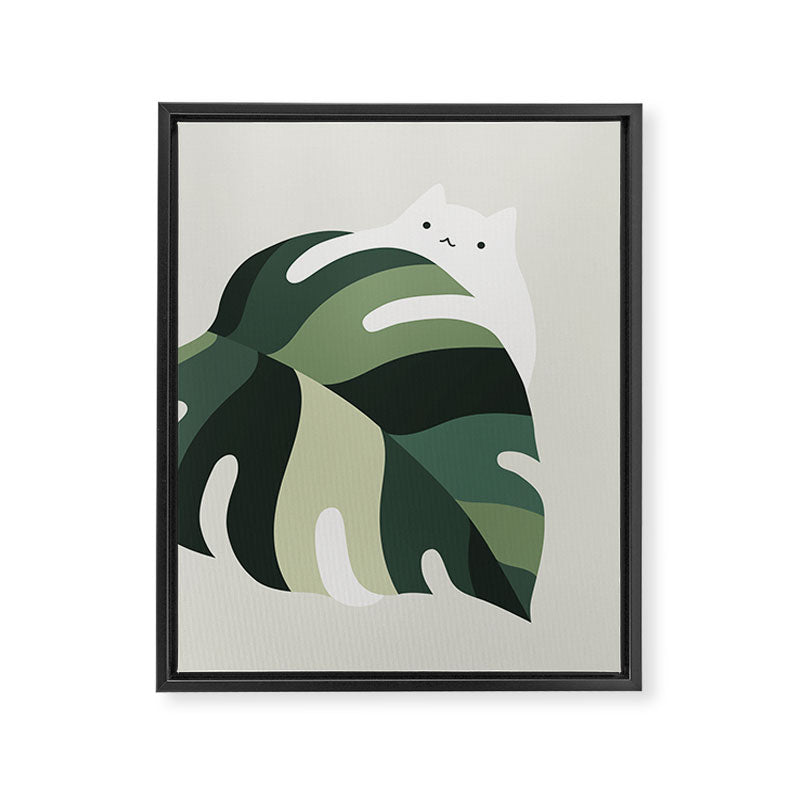 Cat and Plant 12B Framed Canvas Print Gallery Image 6