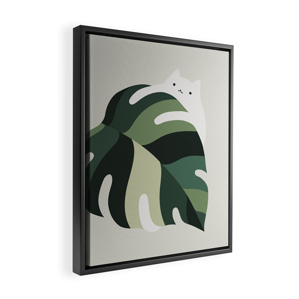 Cat and Plant 12B Framed Canvas Print Gallery Image 2