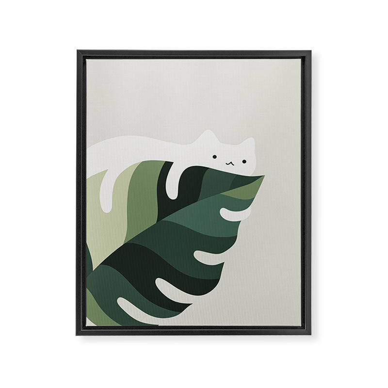 Cat and Plant 12C Framed Canvas Print Gallery Image 8